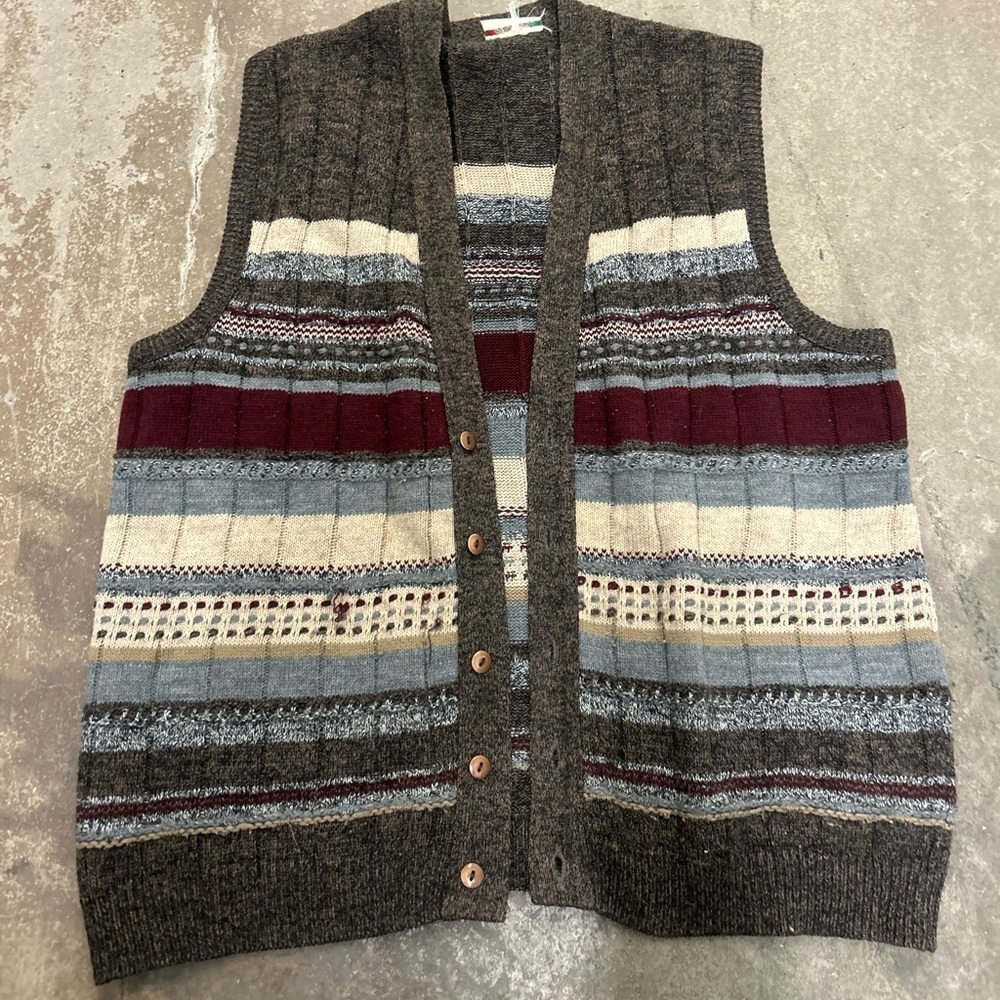 Grandpa Men's Brown Striped Sweater Vest porto bello